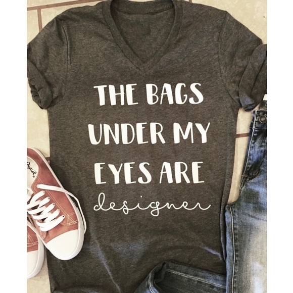 Tops - Designer Bags Graphic T Shirt Grey & White